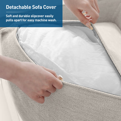 Soft and durable slipcover easilypulls apart for easy machine wash.