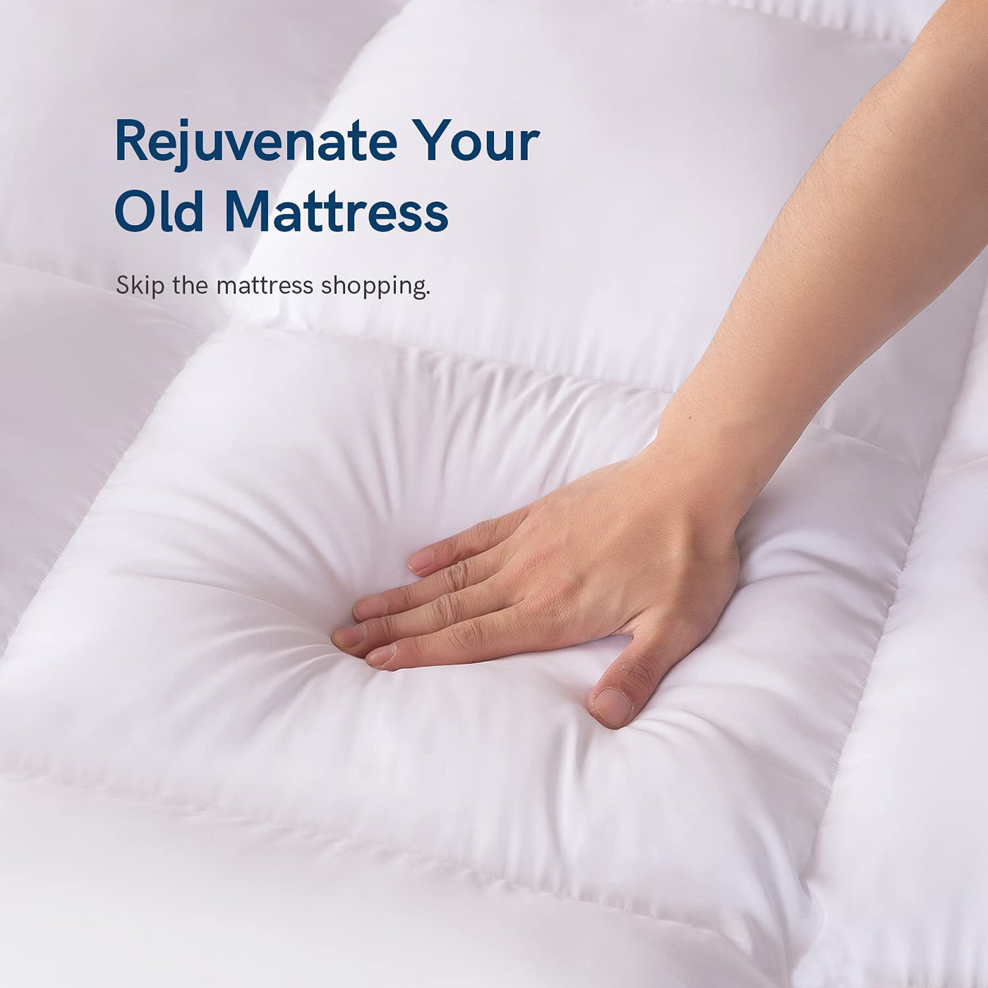 2 Inch Cooling Mattress Topper Protector With Elastic Deep Pocket and Down Alternative Filling